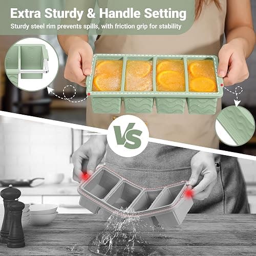 Silicone Freezer Molds for Soup with Lid, 1-Cup & 2-Cup Large Ice Cube Trays Food Storage Containers for Meal Prep, Freeze 250mL/125mL Portions – 2 Pack thumbnail 5