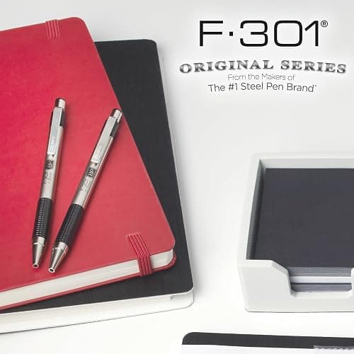 Zebra Pen STEEL F-301 Retractable Ballpoint Pen, Black Ink, 0.7mm, 4-Pack | Stainless Steel Barrel, Non-Slip Grip, Easy-Glide Ink, Fine Point, Professional Design, Ideal for Journals & Planners (27114) thumbnail 6