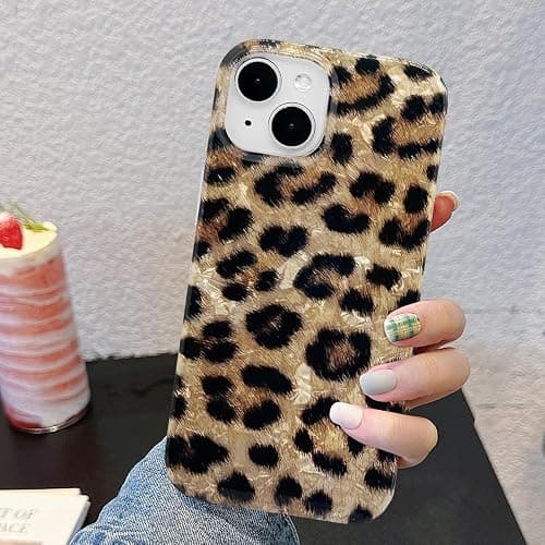 J.west Compatible with iPhone 15 Plus Case, Phone Case iPhone 15 Plus, Soft Sparkly Leopard Print Pearly Thinfoil Animal Design Women Girl Protective Case Phone Cover for iPhone 15 Plus 6.7" thumbnail 3