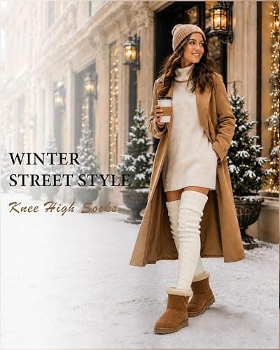 Pcavin Women's Thigh High Socks, Extra Long Over the Knee Boot Leg Warmers | Cable Knit Texture, Warm Thick Knit, Over Knee Length, Winter Boot Socks, Soft Leg Warmers, Sweater Stockings thumbnail 4