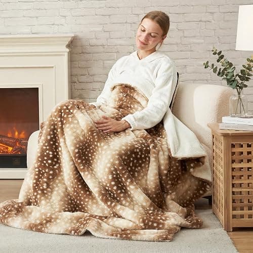 Cozy Bliss Luxury Faux Fur Throw Blanket Animal Striped Print, Non Shedding Double Sided Sherpa Blankets Super Soft Fluffy Thick Warm Throws Home Decor for Couch Bed Sofa Women (Brown, 50x60 Inches) thumbnail 2