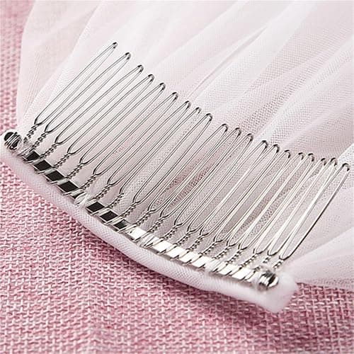 Luxury Shiny Sequins Bridal Veil Church Bridal Veil Lace Edge 1-Layer Metal Comb 5 Meters Long Wedding Accessories - 300cm - Ivory thumbnail 4