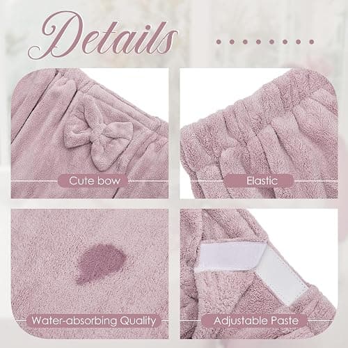 Xtinmee 2 Sets Plus Size Womens Wrap Towel with Hair Towel Bath Wrap Shower Dress Spa Bathrobe for Women's Bathrobe (Purple, Lotus Pink) thumbnail 4