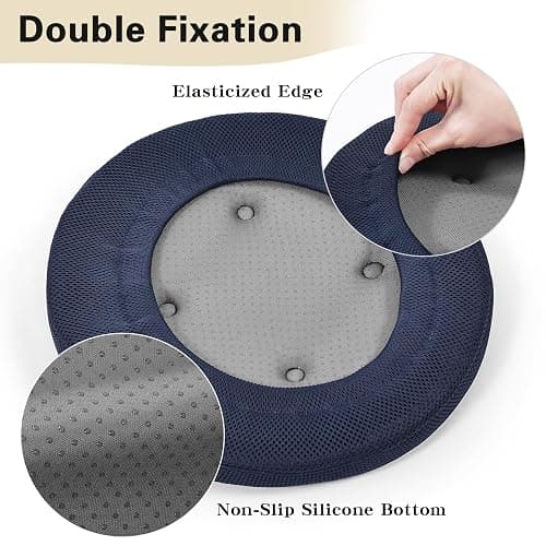 baibu Stool Covers Round, Super Breathable Round Bar Stool Cover Seat Cushion Navy Blue 13" - One Cushion Only thumbnail 4