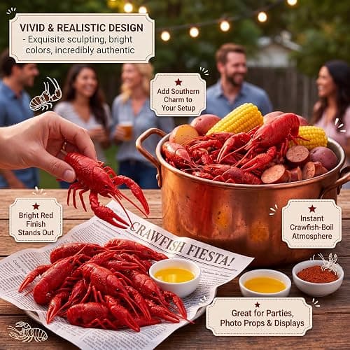 Juexica 15 Pcs 3.5inch Red Fake Crawfish, Plastic Small Lobster Boil Party Supplies, Seafood Boil Party Decorations Fake Sea Creature Models thumbnail 5