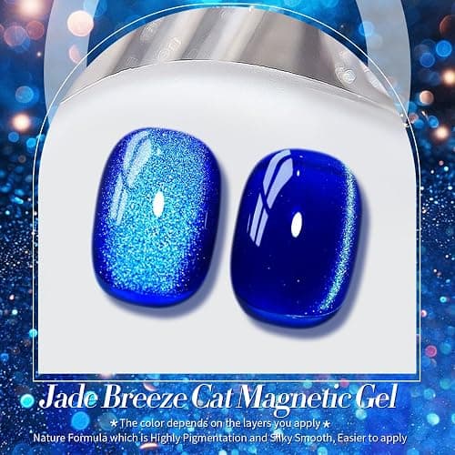 BORN PRETTY Blue Ore Cat Magnetic Eye Gel Nail Polish Holographic Gel Nail | Glitter Cat Magnetic Gel Nail Polish Crystal Magnetic Nail Polish for Vacation Festival Salon DIY at Home 15ML thumbnail 2
