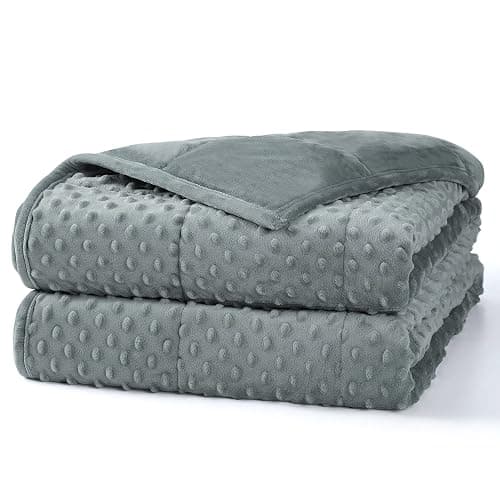 Alomidds Weighted Blanket (48"x72",15lbs Twin Size - Grey), Weighted Blankets for Adults, Cooling Breathable Soft and Comfort Minky, Heavy Blanket Microfiber Material with Glass Beads - Image 1