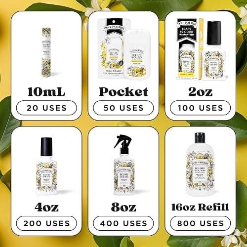 Poo-Pourri Before-You-Go Toilet Spray, Original Citrus, 2 Fl Oz, Up to 100 Uses, Bathroom Odor Deodorizer with Essential Oils for Home or Work, Travel Essentials, TSA Approved Size, Lemon Bergamot thumbnail 9