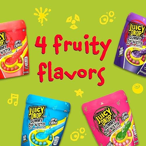 Juicy Drop Gummy Dip 'N Stix Assorted Halloween Candy Variety Pack, Sweet Gummy Sticks W/ Sour Dipping Gel, 8Ct, Sour Candy Pack for Party Favors, Trick or Treat, Halloween Bowls, Kids Gifts thumbnail 3