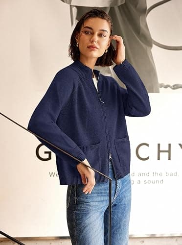 Yanekop Womens Zip Up Sweaters Long Sleeve Chunky Knit Cardigan Sweater Jackets Fall Outerwear Coats with Pockets 2025 thumbnail 6