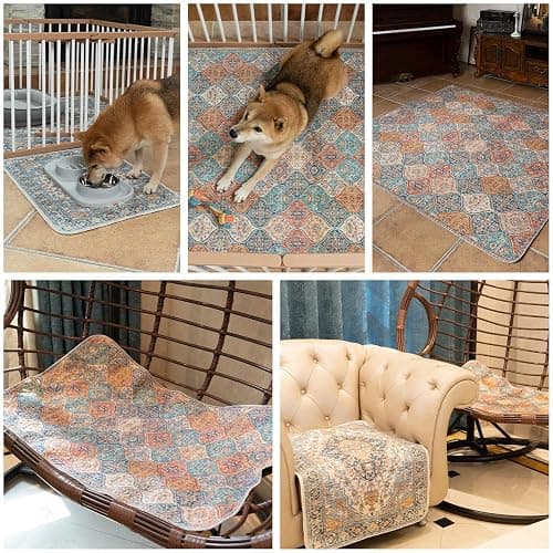 nunubaby Washable Pee Pads for Dogs, Stylish, Non-Slip and Leak-Proof Pee Pads. Reusable Potty Pads for Dogs for Crates and Floors.(Beige/Multi, 72" x72" ) thumbnail 7
