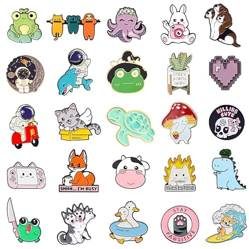 SINCCO 20/40/50 Pcs Cute Enamel Backpack Pins, Funny Anime Enamel Lapel Pins Bulk Set Cool Brooch Button Pins Badge Aesthetic for Backpacks, Bag, Jacket, Kids, Girls, Festival Present (Random Style) thumbnail 2