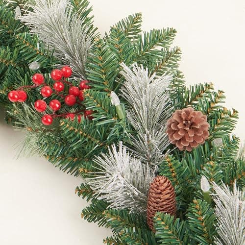 Amaoasis Christmas Garland Prelit 9 Ft with 50 Led Lights, Pine Cone and Snow Flocked Xmas Garland, Battery Operated Christmas Decor for Mantle Stair Indoor Outdoor thumbnail 4