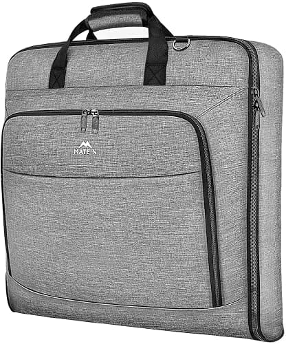 MATEIN Carry On Garment Bags for Travel, Water Resistant Hanging Suit Bag for Men Women, Foldable Garment Luggage with Wrinkle Free Suitcase Cover for Suit Gown Overshirt Sweater, Grey - Image 1