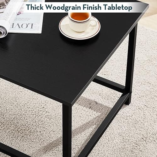 SAYGOER Black Coffee Table Simple Modern Rectangular Center Table Open Space Minimalist for Living Room Home Office Industrial Cocktail Tables, Easy Assembly, 39.37 x 19.69 x 17.72 - Black Large - 39.3"D x 19.7"W thumbnail 7