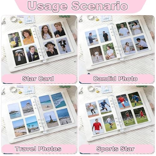 A5 Kpop Photocard Binder with 30 Pack 4-Pocket Pages, 6 Ring Album with 240 Card Slots - PU Leather Cover white thumbnail 4