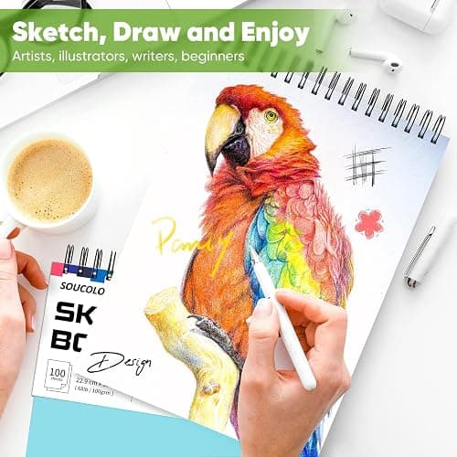 Soucolor Sketch Book 9x12,Thick Drawing Paper Pad School Art Supplies | 100 Sheets Thick 68lb/100gsm Acid-Free Paper,Blank Drawing Pad for Artists,Students,Kids,Notebook for Pencil,Charcoal,Pastel thumbnail 7