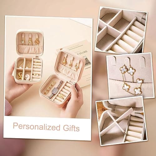 DayOfShe Personalized Travel Jewelry Box with Name and Birth Flower,Stocking Stuffers for Women Girls,Custom Small Travel Jewelry Case Bridesmaid Proposal Gifts thumbnail 6