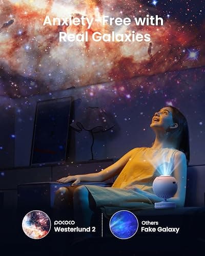 POCOCO Galaxy Star Projector for Bedroom with Replaceable Optical Film Discs, Home Planetarium Night Light Projector with High-Definition Soft Light for Relax, Study, and Meditate, Stress Relief Gifts thumbnail 4