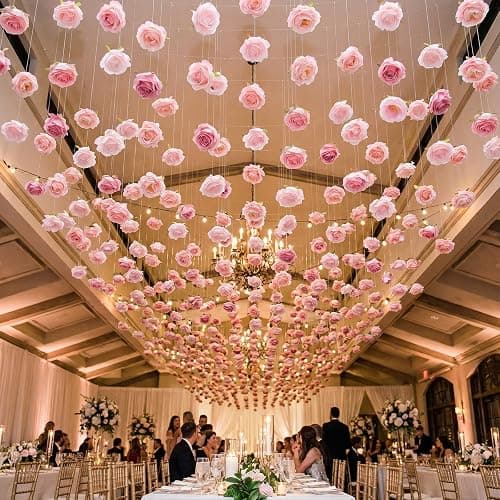 Suncalla 42 Pcs 3.28 ft Rose Peony Flower Garlands Hanging Decor Backdrop Artificial Silk Floral Garlands Peony Faux Floral Celling for Wedding Party Background Birthday Baby Shower Home Garden(Pink) thumbnail 9
