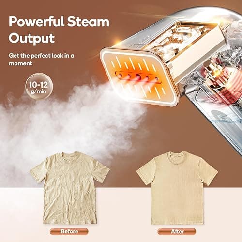Newbealer 2in1 Steamer and Dry Iron for Beginners, Horizontal & Vertical Clothes Steamer, Non-Stick Ceramic Soleplate, 170ml Garment Wrinkle Remover, Auto-off, 1.2lbs (120V Only) thumbnail 10
