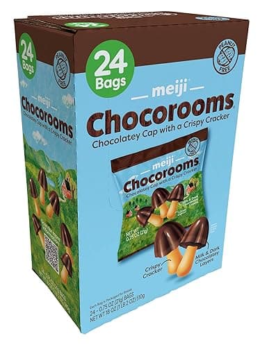 MEIJI Chocorooms Crispy Crackers - .75oz, Pack of 24 - Crunchy Pretzel Shell with Smooth Delicious Crème - Image 1