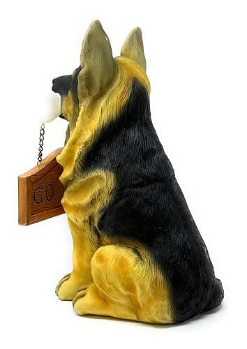 Nature's Mark German Sheperd Dog Puppy Statue with Reversible Welcome Sign and Go Away Sign Resin Garden Decor 12" H thumbnail 7