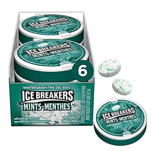 ICE BREAKERS Wintergreen Mints, Mint Candy, Candy Bulk Box to Share, Candy Bulk Box, 42g (6 Count) - Image 1