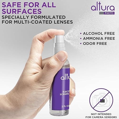 Altura Photo Camera Cleaning Kit - Camera Accessories Electronics Bundle - Lens Cleaner Spray, Brush, Pen, Cloths, Wipes, Air Blower - DSLR Photography Accessories Lens Cleaning Kit Photographer Gifts thumbnail 4