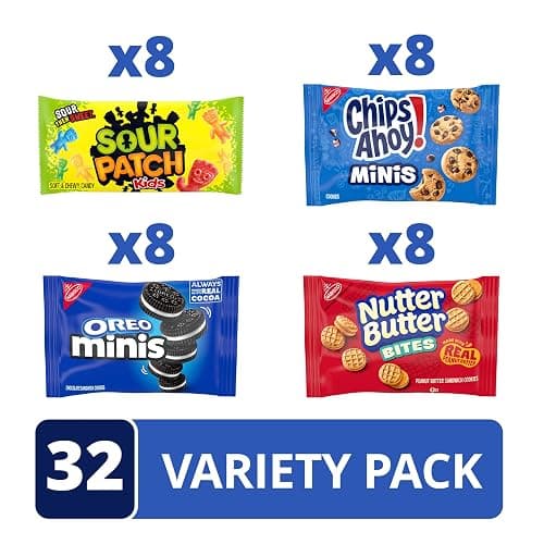 OREO Mini Cookies, CHIPS AHOY! Mini Cookies, SOUR PATCH KIDS Candy & Nutter Butter Bites & Candy Variety Pack, 32 Snack Packs | OREO & CHIPS AHOY! Minis Cookies, SOUR PATCH KIDS Candy & NUTTER BUTTER Bites, Individually Wrapped thumbnail 3