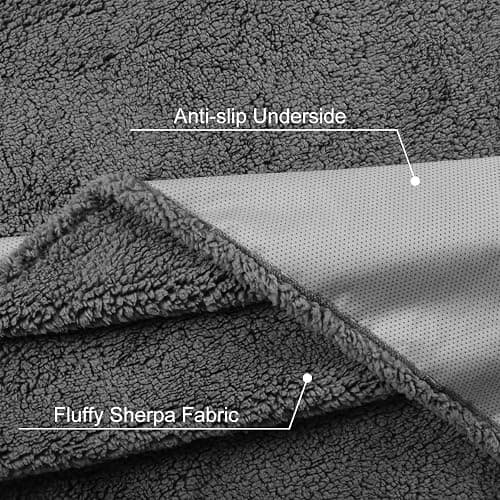 Onarway Waterproof Dog Blanket for Sofa: Washable Pet Bed Blanket Sofa Cover Protector for Dogs Cats - Anti-Slip Sherpa Fleece Throw Puppy Blanket for Bed Furniture Car Chair Floor - 120x152cm Grey thumbnail 4