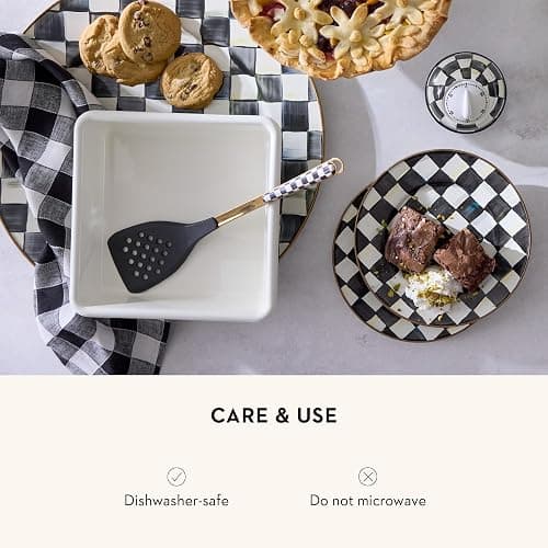 MACKENZIE-CHILDS Slotted Kitchen Spatula, Silicone Spatula for Cooking, Black-and-White Courtly Check thumbnail 5