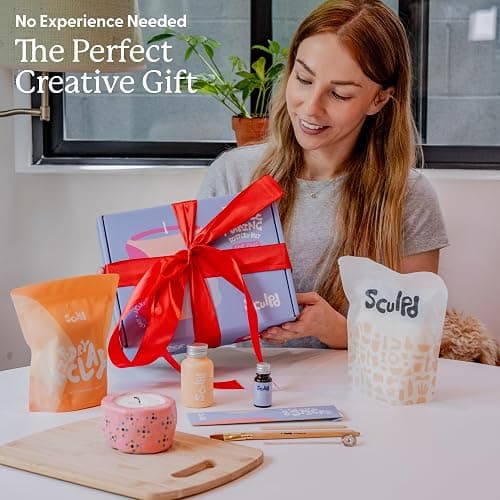 Sculpd - The Original Candle Making & Pottery Kit - Complete Art Set: Includes Air Dry Clay, Soy Wax, 8 Paint Tubes, Fragrance & Tools - DIY Gift for Adults, Teens, Men & Women Crafting (Peony Rose) thumbnail 6
