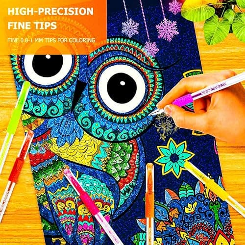 Soucolor Glitter Gel Pens for Adult Coloring Books, Christmas|Birthday Gifts, School Art Supplies,120 Pack-60 Glitter Pens, 60 Refills and Travel Case, 40% More Ink Markers Set for Drawing Journaling thumbnail 6