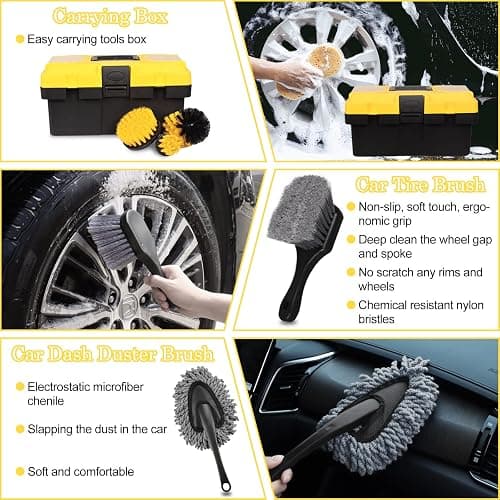 TTRCB 27Pcs Car Detailing Kit, Car Detailing Brush Set, Auto Detailing Drill Brush Set, Car Detailing Brushes, Car Wash Kit, Car Accessories, Car Cleaning Tools Kit for Interior, Exterior, Wheels thumbnail 2