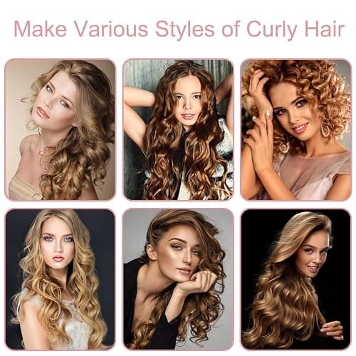 Boucle Sans Chaleur, Set Boucles Sans Chaleur avec Bonnet Cheveux,Bandeau de bigoudis Sans Chaleur,Bigoudi Boucle Cheveux de Sommeil Doux pour Cheveux Moyens et Longs-Rosa thumbnail 5