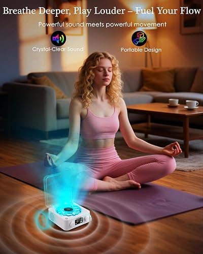 Waves Vinyl Bluetooth Speaker, Vinyl Record Player Style Speaker with Ocean Sound White Noise, Retro Bluetooth Speaker with Ambient Light and Timer, Mini Record Player Cute Speaker, White thumbnail 9
