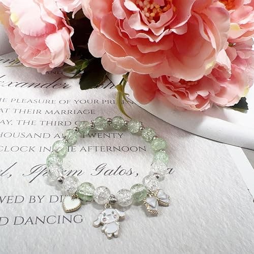 CJIAYUJEW Cute Bracelet Crystal Pearl Bracelets, Anime Elastic Stretch Crystal Bead Bracelet Lovely Cartoon Elastic Beaded Bracelets for Women thumbnail 6