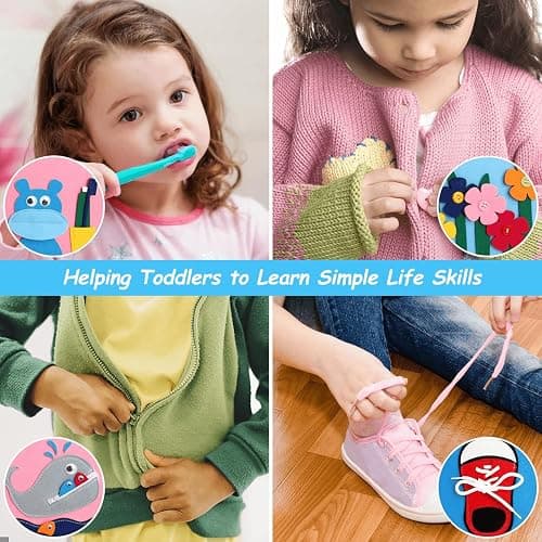 Cobelae Montessori Toys Busy Book for Toddlers, Activity Book for Toddler 1-3, Preschool Learning Activities Develop Fine Motor Skills Educational Sensory Travel Toys for Boys and Girls Gifts thumbnail 7