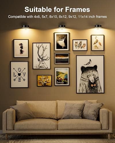 3-Pack Black Picture Lights for Wall, Battery Operated with Remote and Timer, 3 Color Temperatures & Dimmable, Art Display Light for Picture Frame Artworking Portrait，Wireless Wall Decor Puck Lights thumbnail 7