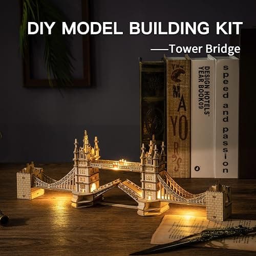 ROBOTIME 3D Puzzle Wooden Craft Kits with LED Light DIY Tower Bridge Construction Model Kit to Build for Teens Brain Teaser Puzzle Home Decor Birthday Gifts thumbnail 4