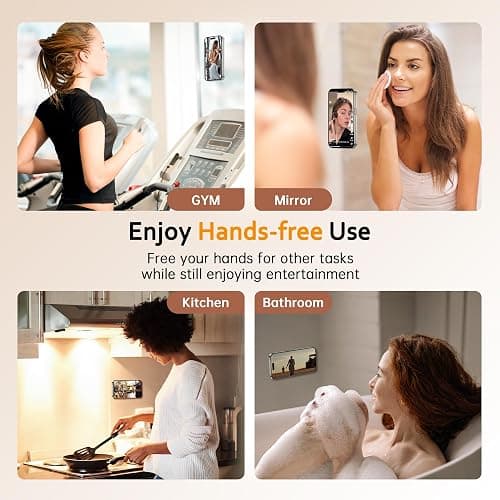 GONEZ Magnetic Suction Cup Phone Mount, Hands-Free Silicone Phone Grip Holder Compatible with iPhone MagSafe Phone Case, Mirror Shower Phone Stand for iPhone and Android,Selfies and Videos,Stone thumbnail 4