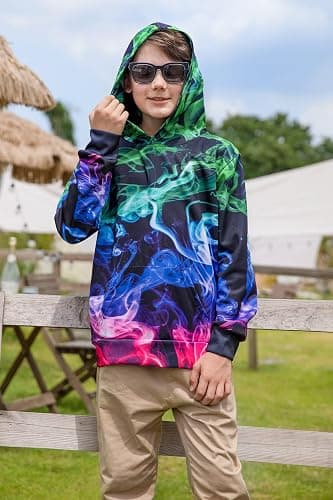 Idgreatim Kids 3D Graphic Pullover Hoodies Warm Thick Hooded Sweatshirt for Boys Girls 6-16 Years thumbnail 2