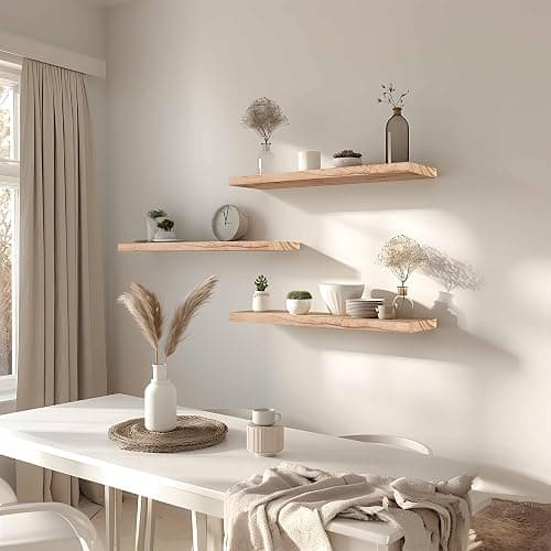 GXYAWPJ 24 Inch Floating Shelves for Wall Rustic Light Wood Wall Shelves for Bedroom Set of 4 thumbnail 4