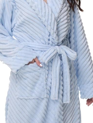 Yurhap Premium Robes for Women - Super Soft Cozy Fleece Womens Robe Plush Long Bathrobe thumbnail 4