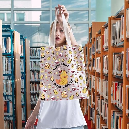 Cartoon Movie Merch Take That Depression Handbag Anime Shopping Bag Demon Ducky Tote Bag (Depression T) thumbnail 3