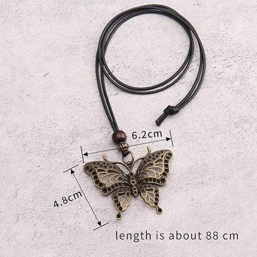 GelConnie Leather Cord Necklace Chain Multilayer Wooden Pendant Necklaces Vintage Jewelry Boho Long Sweater Necklace for Women Men thumbnail 6