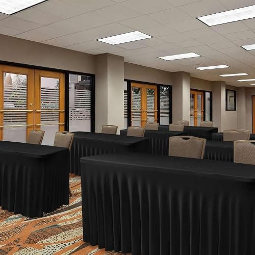 Nasitos Black Rectangle Tablecloths, 2 Pack - 72 x 30 Inch - Stretch Spandex & Polyester Fitted Table Skirts for 6FT Tables, Party, Banquet, Wedding thumbnail 7
