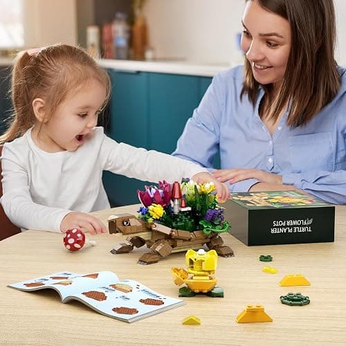 Millionspring Turtle Animal Toy Building Set,Sea Turtle with Planter Flower Pots Building Block,Fun Build for Adults Kids Ages 7 8 9+ Valentines Day Birthday Gift for Boys Girls(509Pcs) thumbnail 5