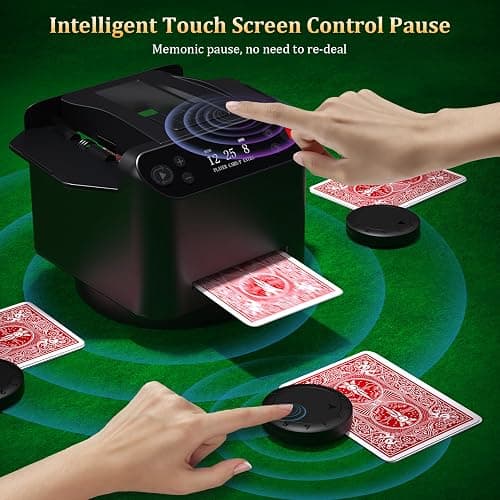 Automatic Card Shuffler and Dealer with 4 Wireless Remote Cards Shuffler | 2-12 Players Card Dealer, Rechargeable Deal 2 Decks Cards Shuffler for UNO, Poker, Texas Hold'em, Monopoly Deal, Blackjack thumbnail 5